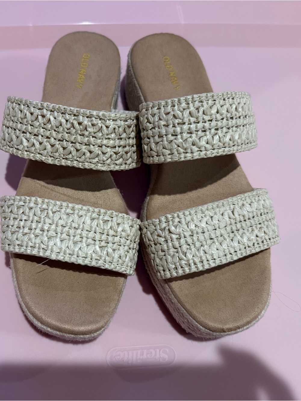Old Navy Woven Double-Strap Platform Sandal in Cream size 8 - Picture 6 of 6